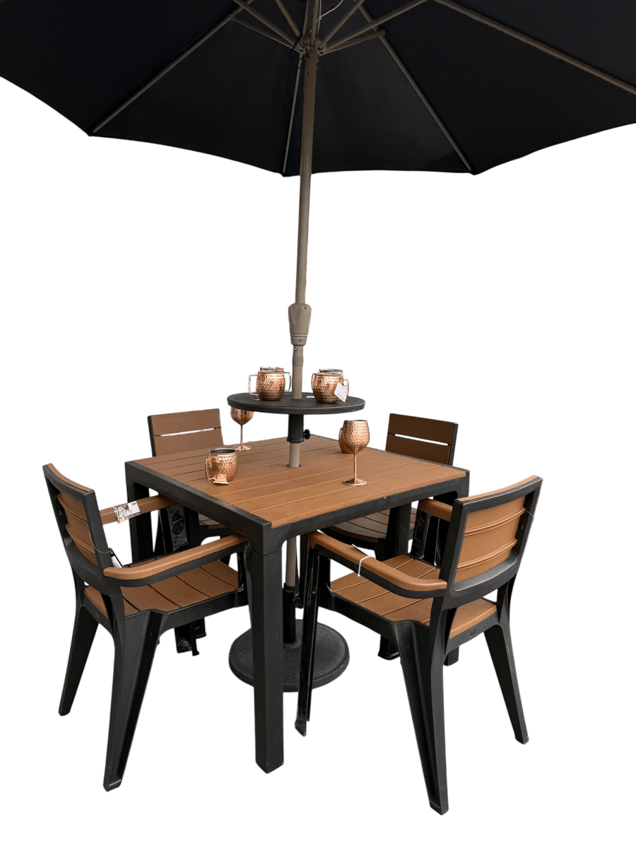Juego de Comedor Madeira + Parasol Con Base - Muebles Dummi