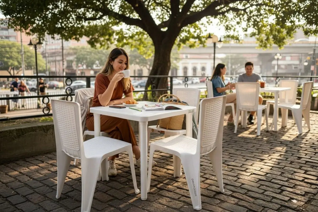Juego de Comedor Plástico 4 Puestos - MQ - Muebles Dummi
