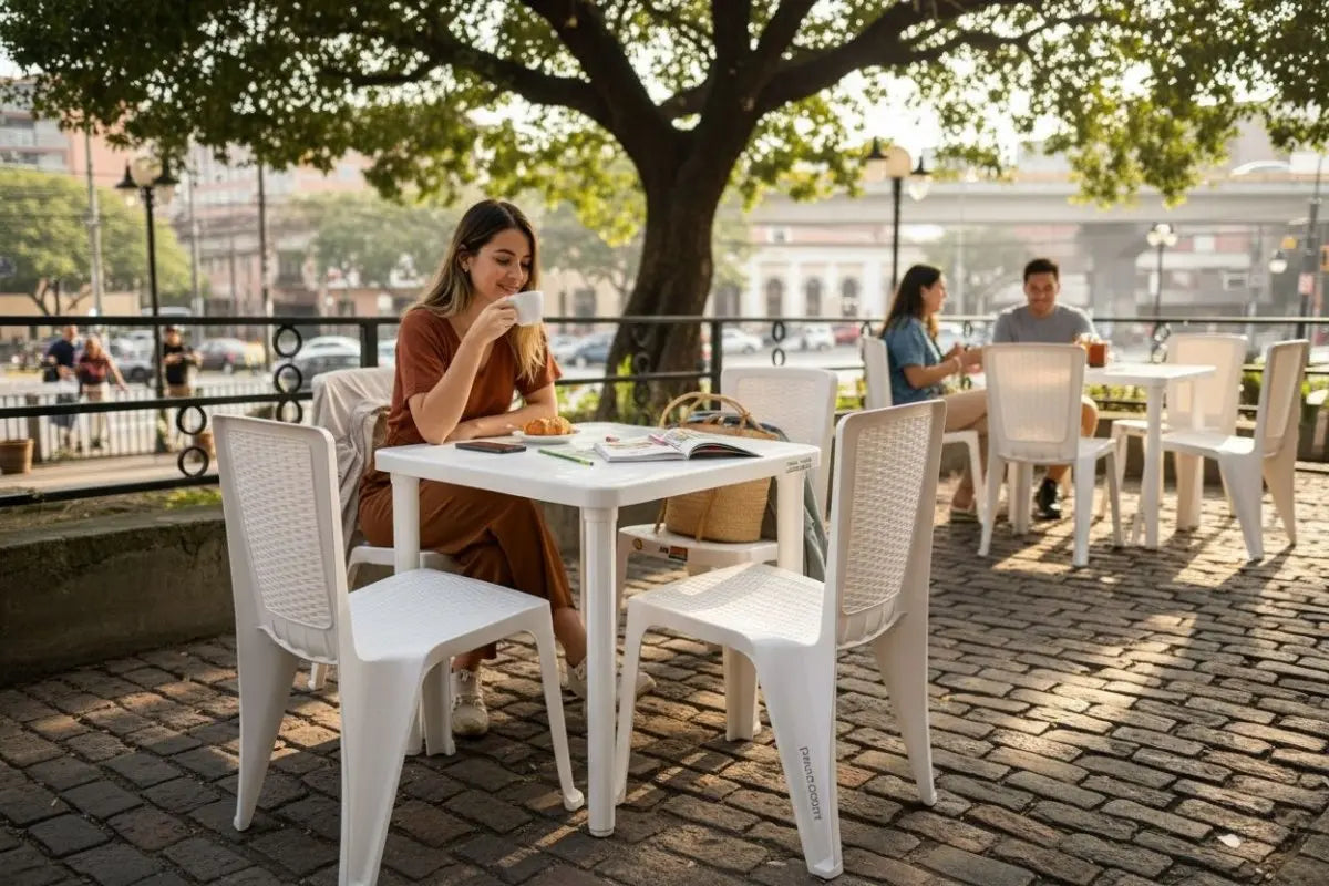 Juego de Comedor Plástico 4 Puestos - MQ - Muebles Dummi