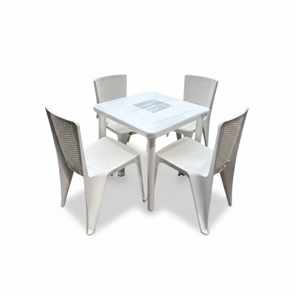 Juego de Comedor Plástico 4 Puestos - MQ - Muebles Dummi