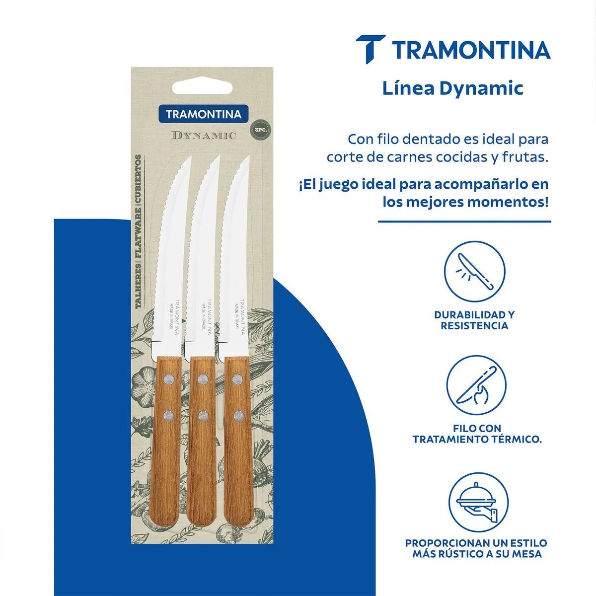 Juego de Cuchillos X3 Para Asado y Frutas Tramontina - Muebles Dummi