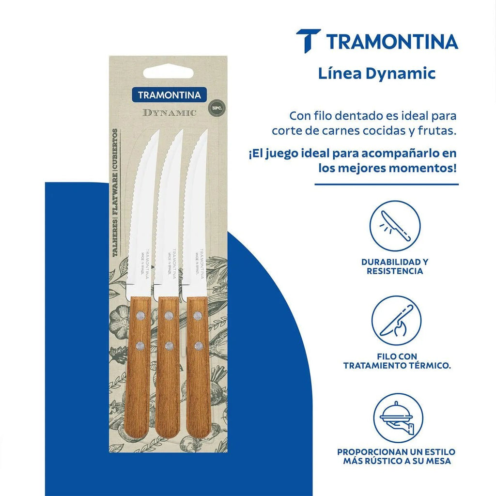 Juego de Cuchillos X3 Para Asado y Frutas Tramontina - Muebles Dummi