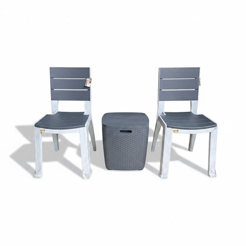 Juego de Jardin - 2 Sillas Con Mesa Baul Auxiliar - Muebles Dummi