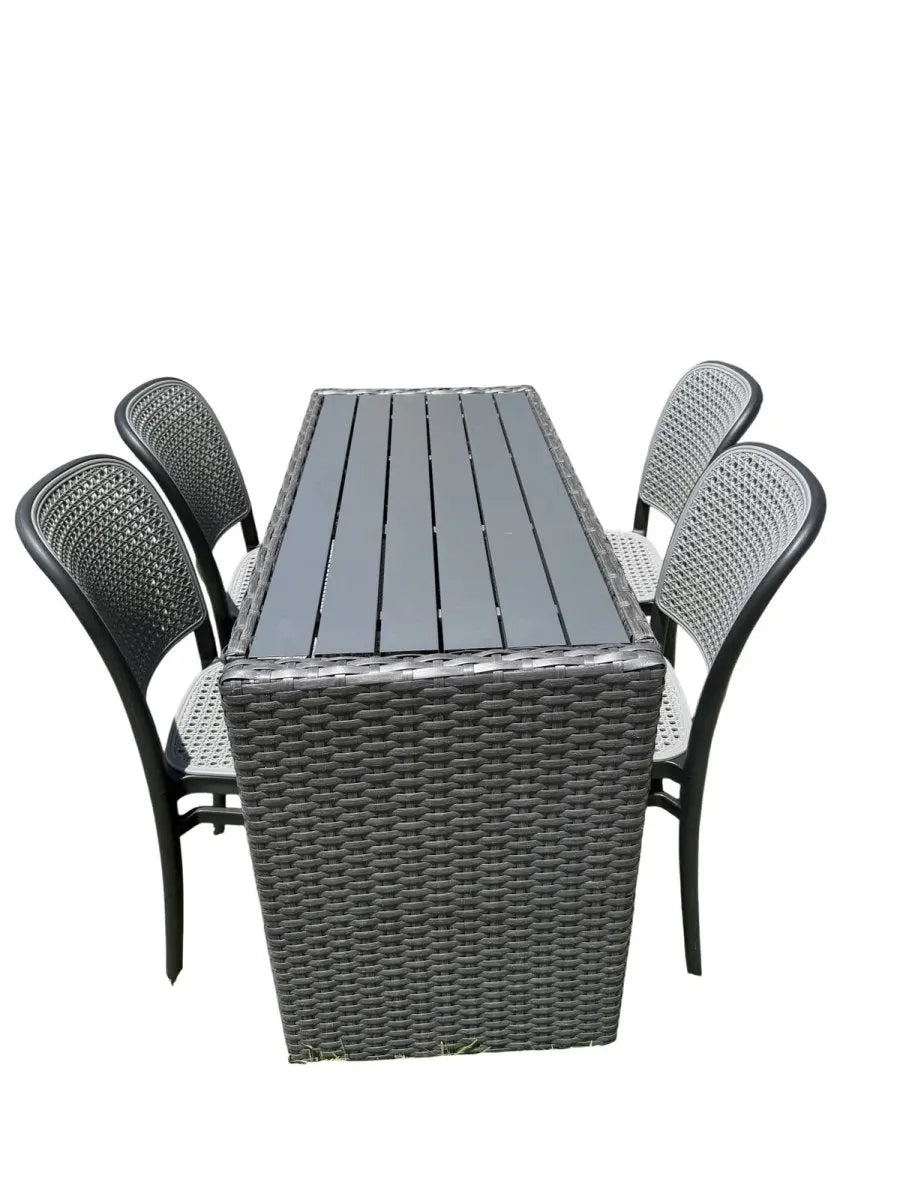 Juego De Mesa en Aluminio Rattan Con 4 Sillas - Muebles Dummi