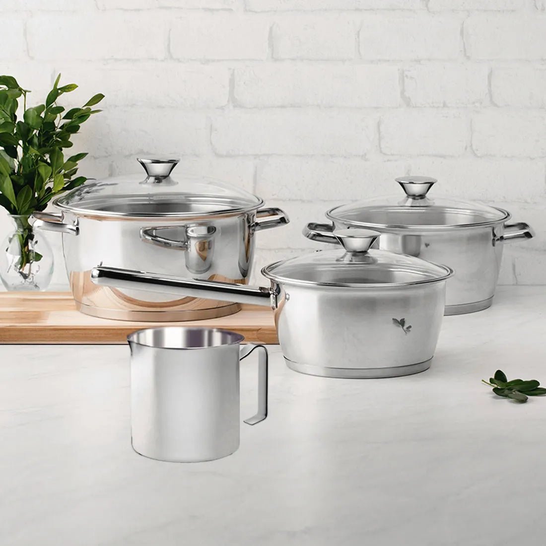 Juego de Ollas Batería de Cocina Tramontina Allegra Acero Inoxidable 7 Piezas Con Hervidor - Muebles Dummi