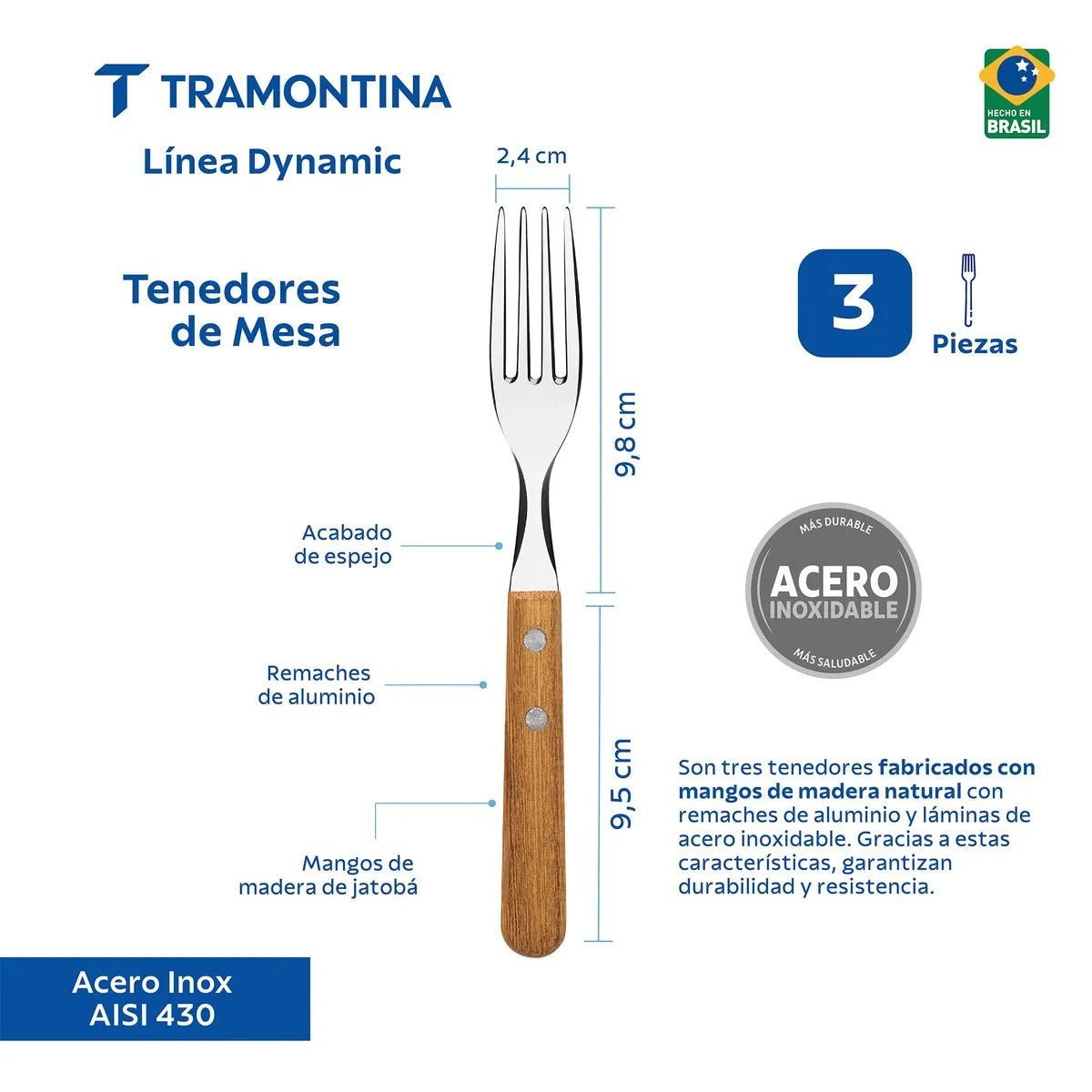 Juego de Tenedores de Mesa X3 - Tramontina Dynamic - Muebles Dummi