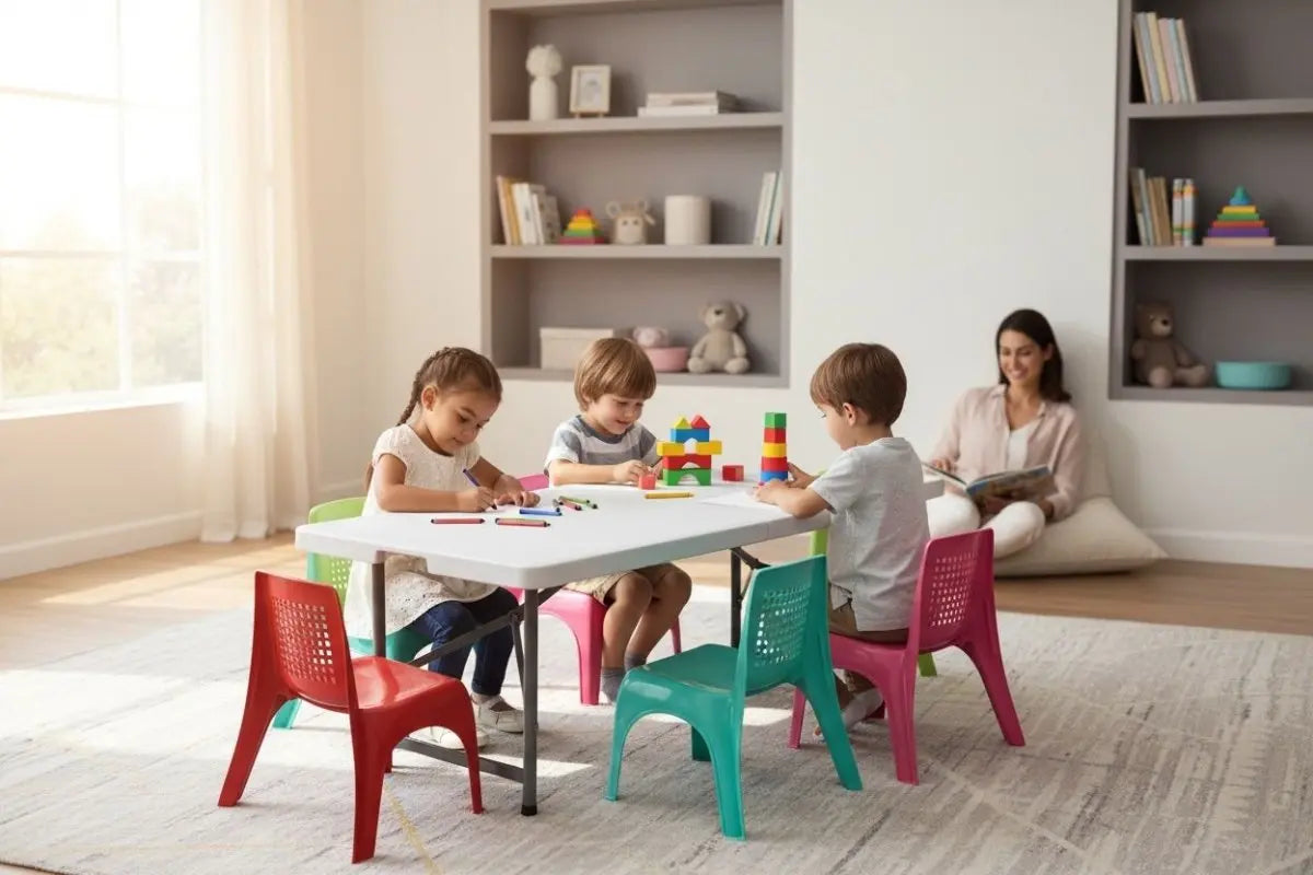 Juego Infantil Plegable - 6 Sillas con Mesa - Muebles Dummi