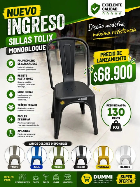 Lanzamiento - Silla Tolix en Polipropileno Muebles Dummi