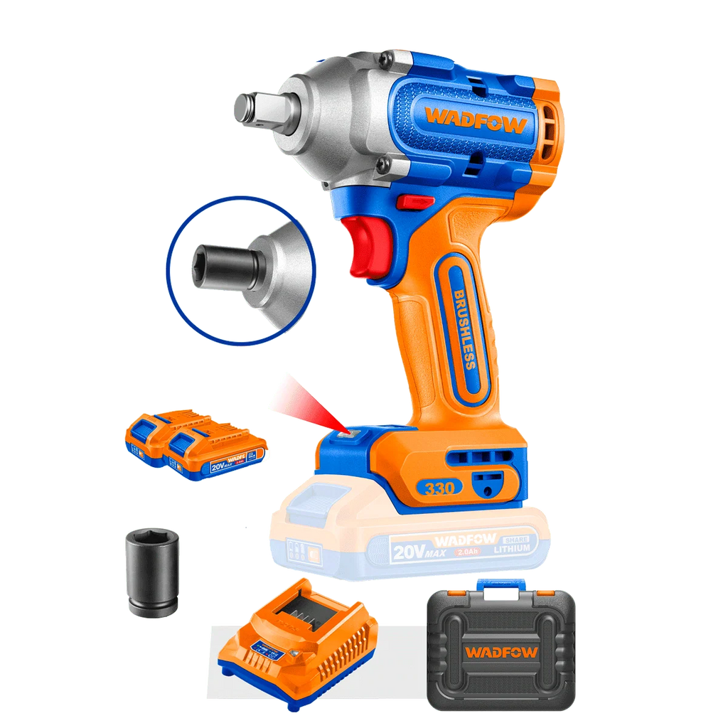Llave De Impacto Inalámbrica 20V 1/2" 2 Baterías y Cargador
