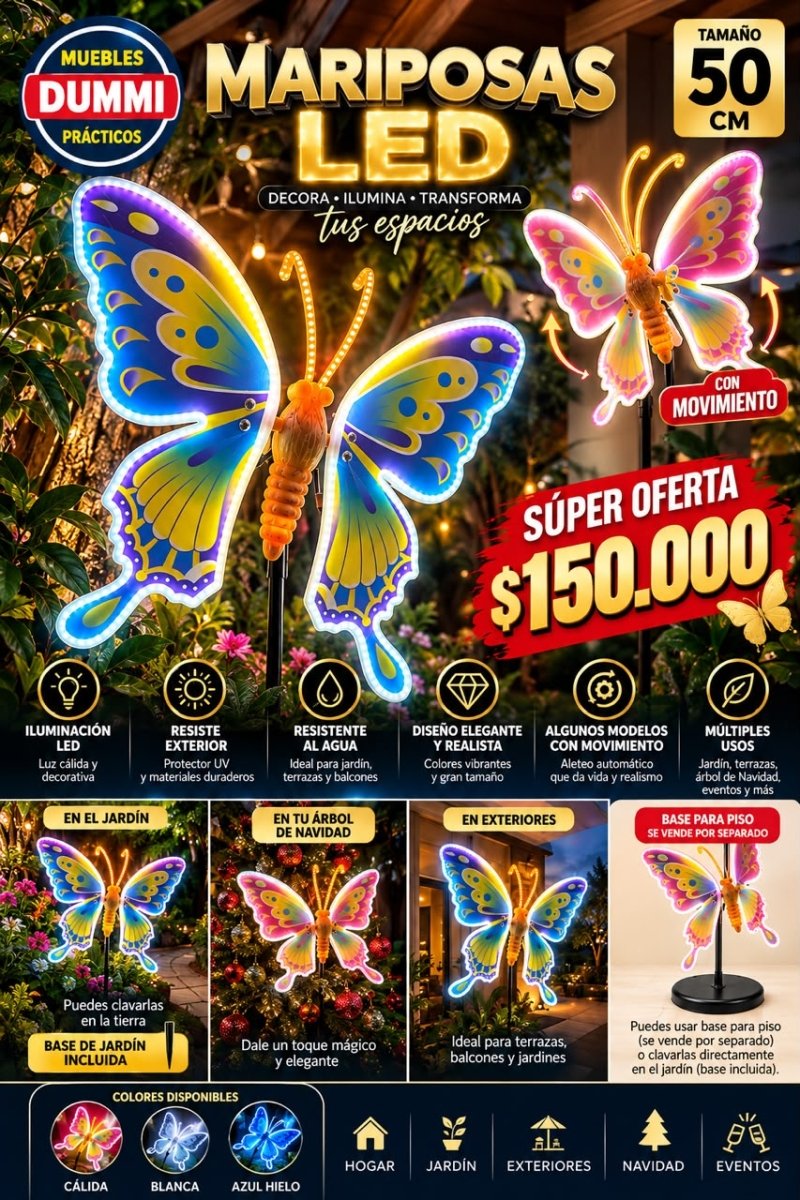 Mariposas LED Decorativas - Muebles Dummi