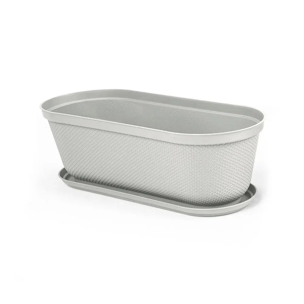 Matera moderna Ovalada Rafia 60 Cm con Plato - Muebles Dummi