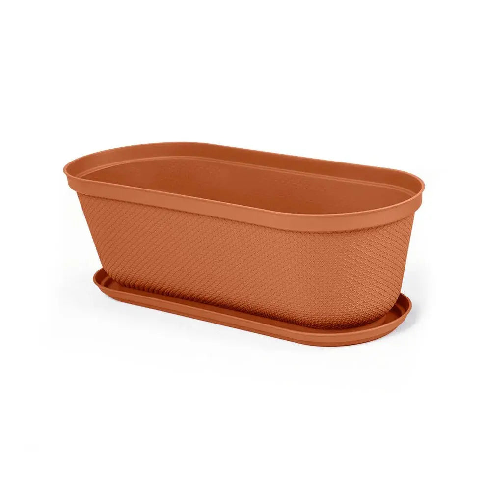 Matera moderna Ovalada Rafia 60 Cm con Plato - Muebles Dummi