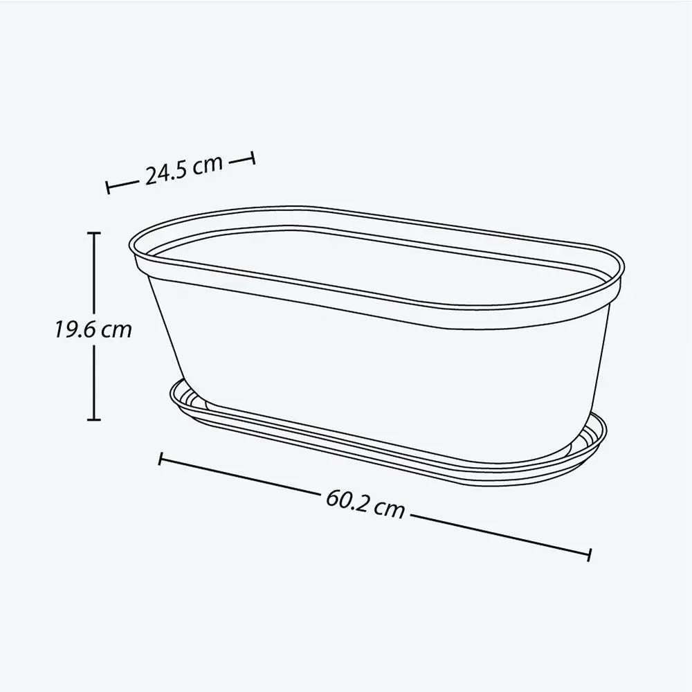 Matera moderna Ovalada Rafia 60 Cm con Plato - Muebles Dummi