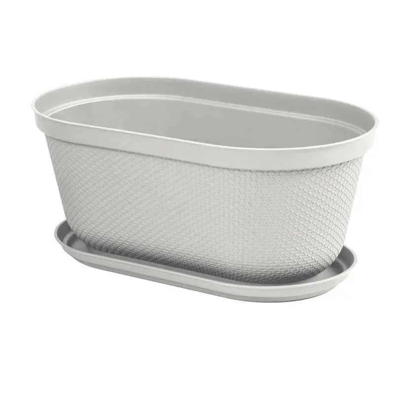 Matera Ovalada Rafia 40 Cm con Plato - Muebles Dummi