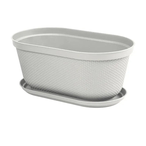 Matera Ovalada Rafia 40 Cm con Plato - Muebles Dummi