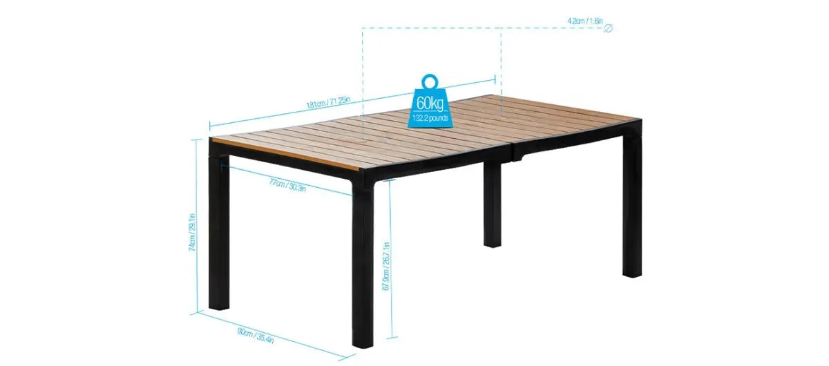 Mesa Madeira Rectangular Familiar - MQ - Muebles Dummi