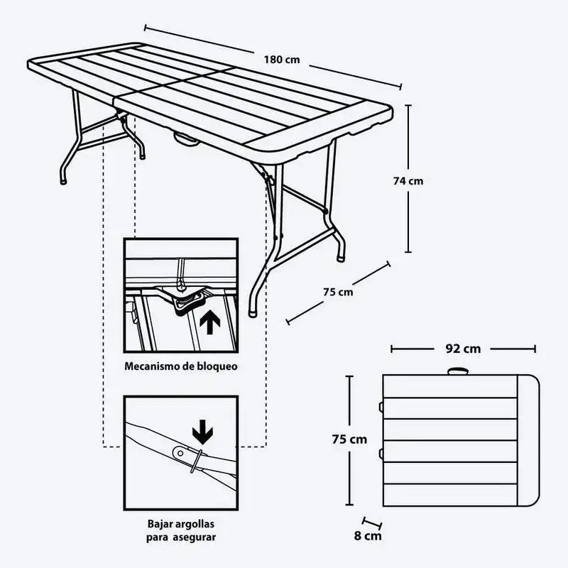 Mesa Plegable Banquetera Tipo Madera - Rimax - Muebles Dummi