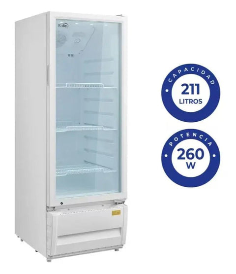 Nevera Vitrina KALLEY Frost Una puerta 211 Litros Kalley