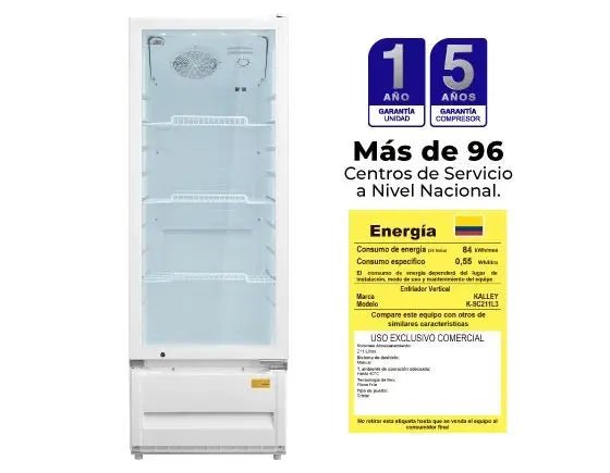 Nevera Vitrina KALLEY Frost Una puerta 211 Litros Kalley
