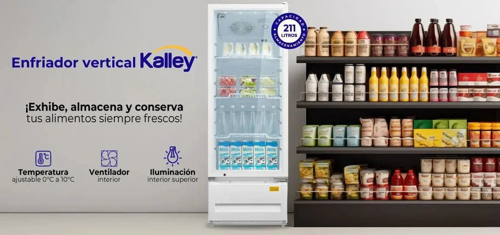 Nevera Vitrina KALLEY Frost Una puerta 211 Litros Kalley