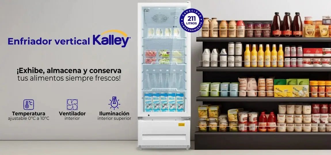 Nevera Vitrina KALLEY Frost Una puerta 211 Litros Kalley
