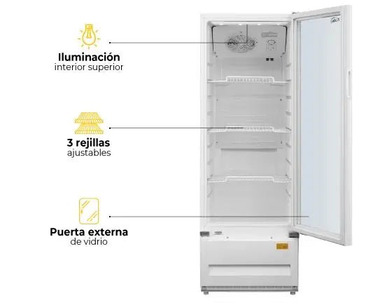 Nevera Vitrina KALLEY Frost Una puerta 211 Litros Kalley