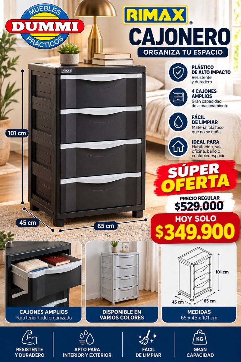 Oferta! Armario Cajonero Rimax - 4 Gavetas - Muebles Dummi