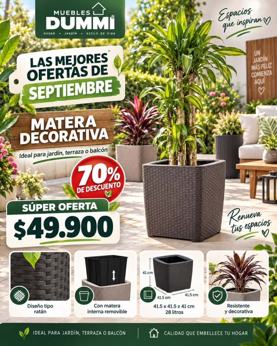 Oferta! Matera Decorativa Rattan - Muebles Dummi