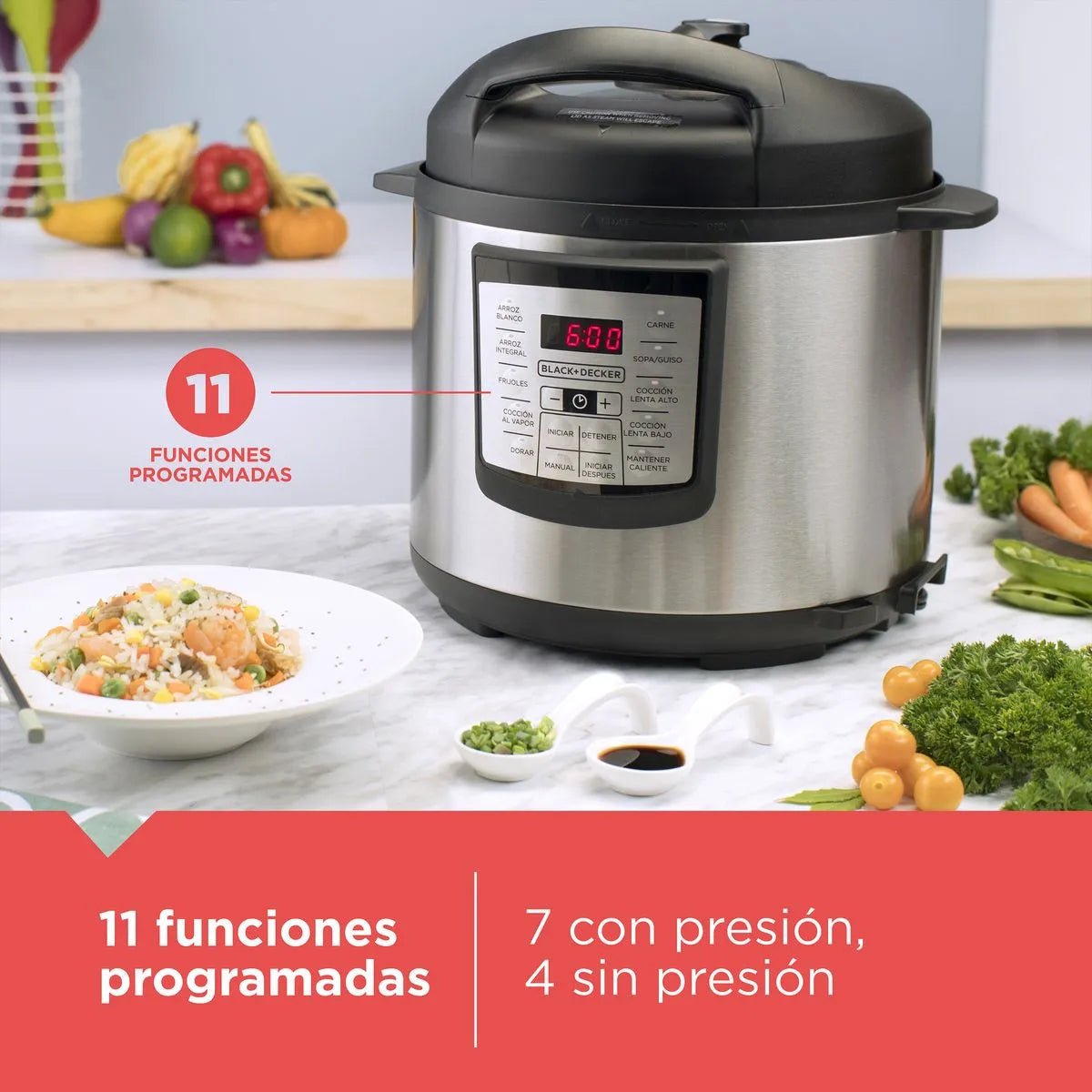 Olla A Presion Multiusos 6 Litros - Black & Decker - Muebles Dummi
