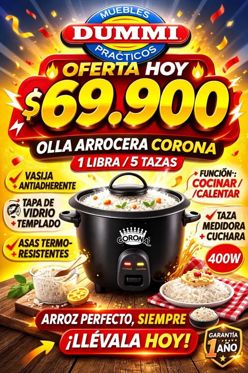 Olla Arrocera Corona 5 tazas 1 Libra - Muebles Dummi