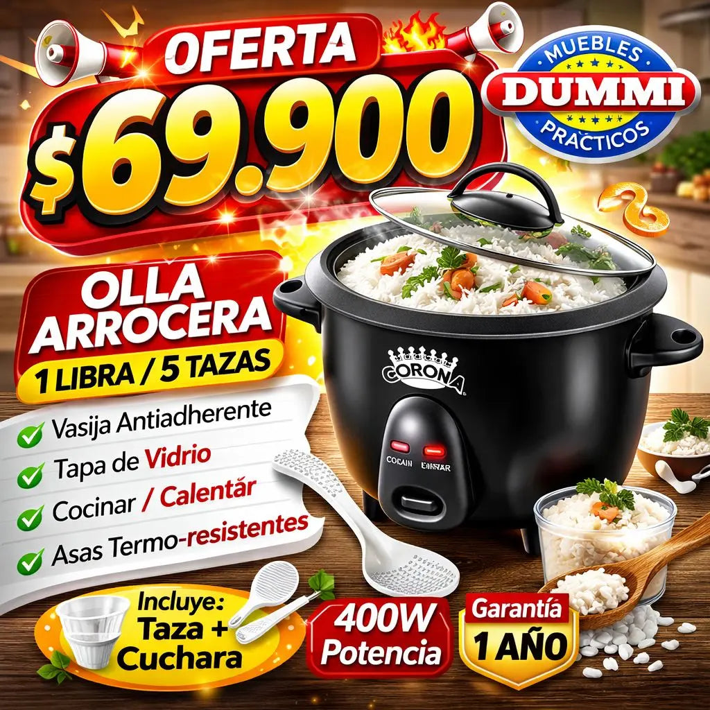 Olla Arrocera Corona 5 tazas 1 Libra - Muebles Dummi
