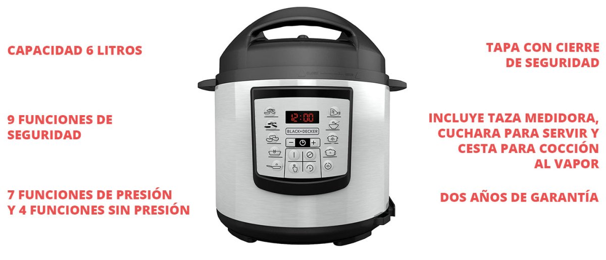 Olla Multifuncional BLACK+DECKER de 5.7 Litros - Muebles Dummi