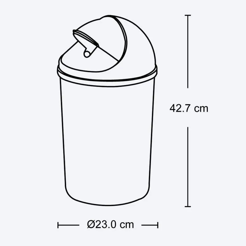 Papelera Metalizada Tapa Móvil Plástica 10L - Rimax - Muebles Dummi