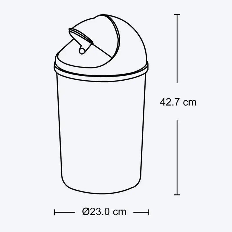 Papelera Metalizada Tapa Móvil Plástica 10L - Rimax - Muebles Dummi