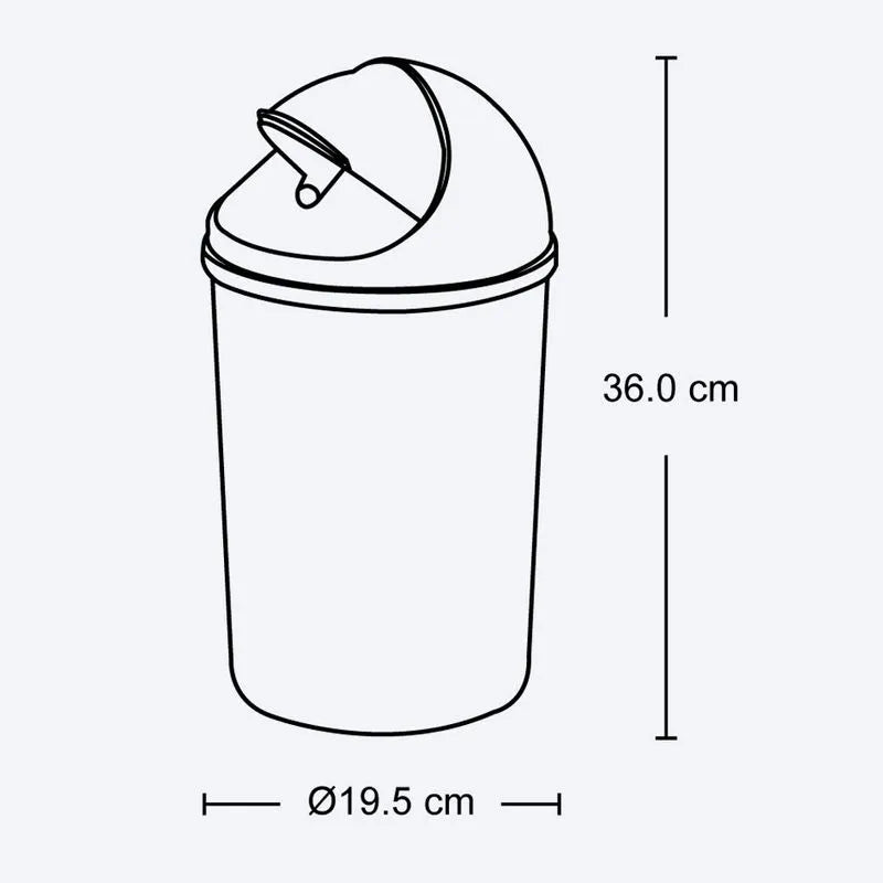 Papelera Metalizada Tapa Móvil Plástica 5L - Rimax - Muebles Dummi