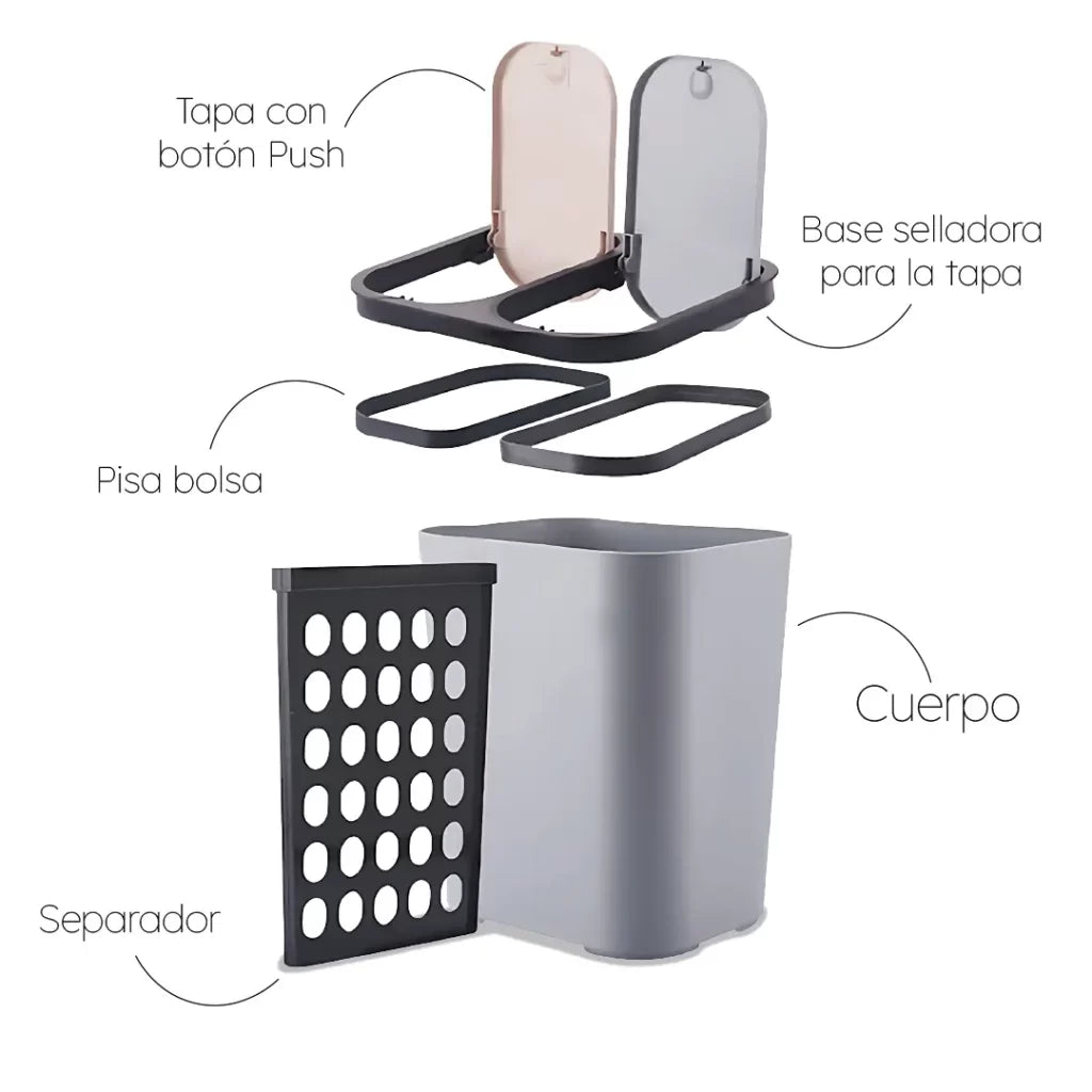 Papelera Twin Con Doble Compartimento - 2 en 1 - Muebles Dummi