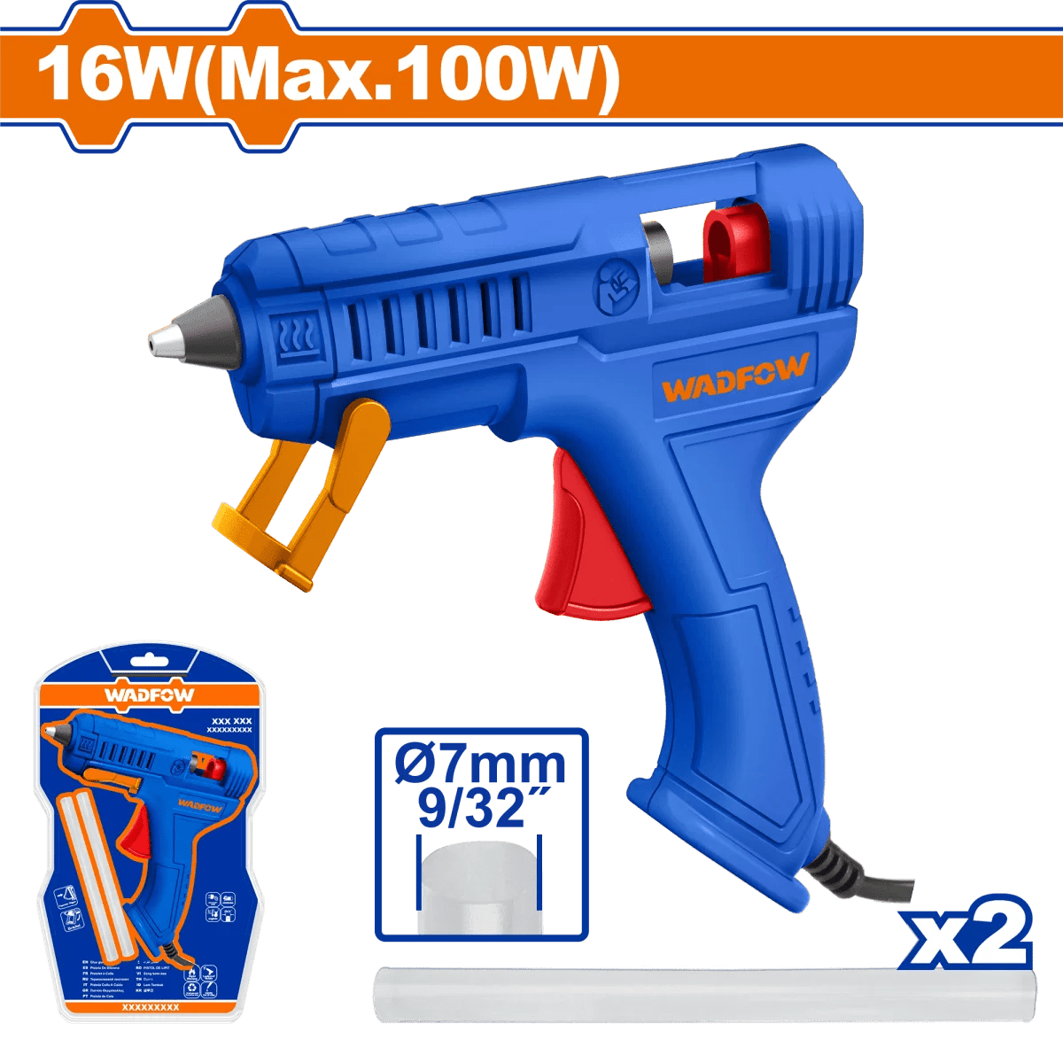 Pistola de Silicona WADFOW 110V incluye 2 Barras UWGL1407 - Muebles Dummi