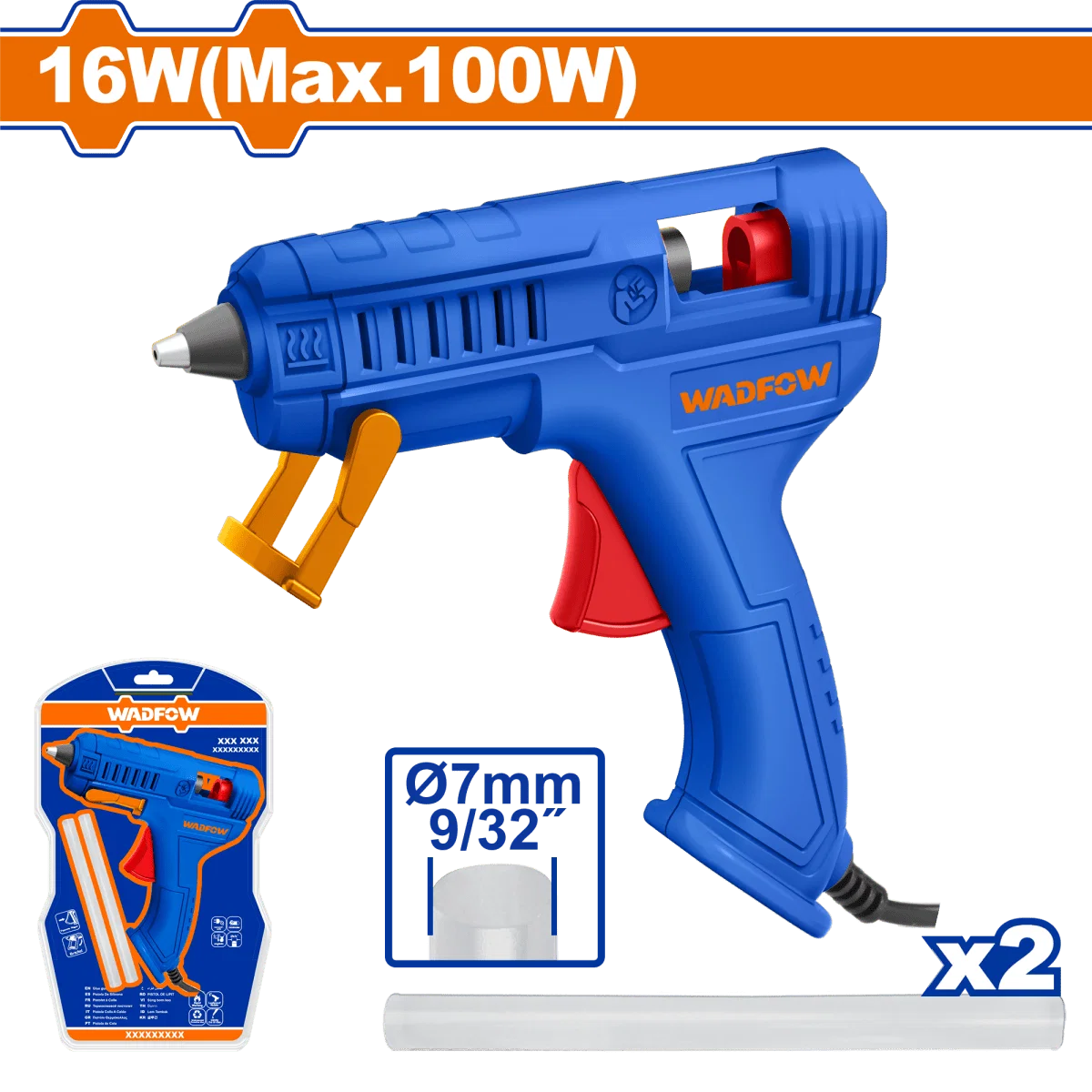 Pistola de Silicona WADFOW 110V incluye 2 Barras UWGL1407