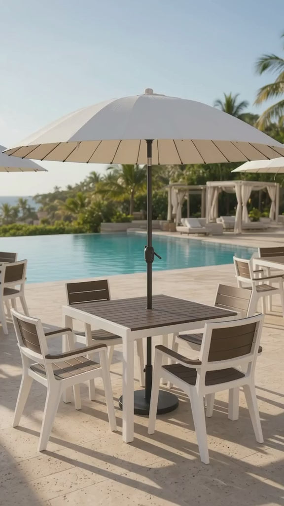 Juego de Comedor Madeira Con Parasol - 4 Sillas + Mesa