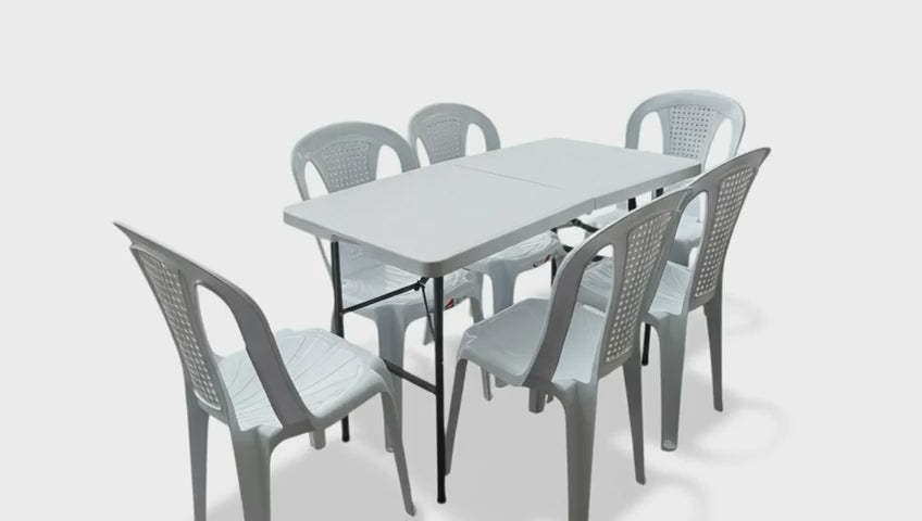 Combo Mesa Banquetera Con 6 Sillas Plasticas