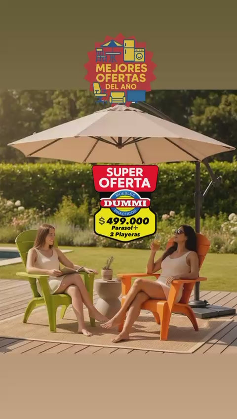 Combo De Parasol Lateral Con 2 Sillas Playeras