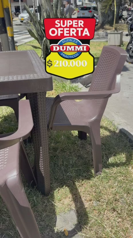 Oferta! Comedor Rattan Con 4 Sillas Dummi
