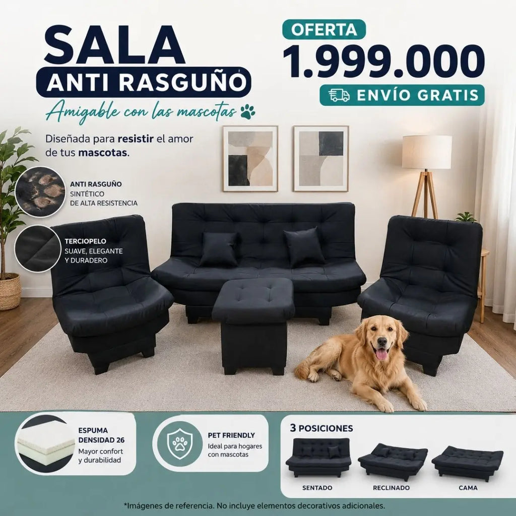 Sala Antirasguño Click Clack - Muebles Dummi