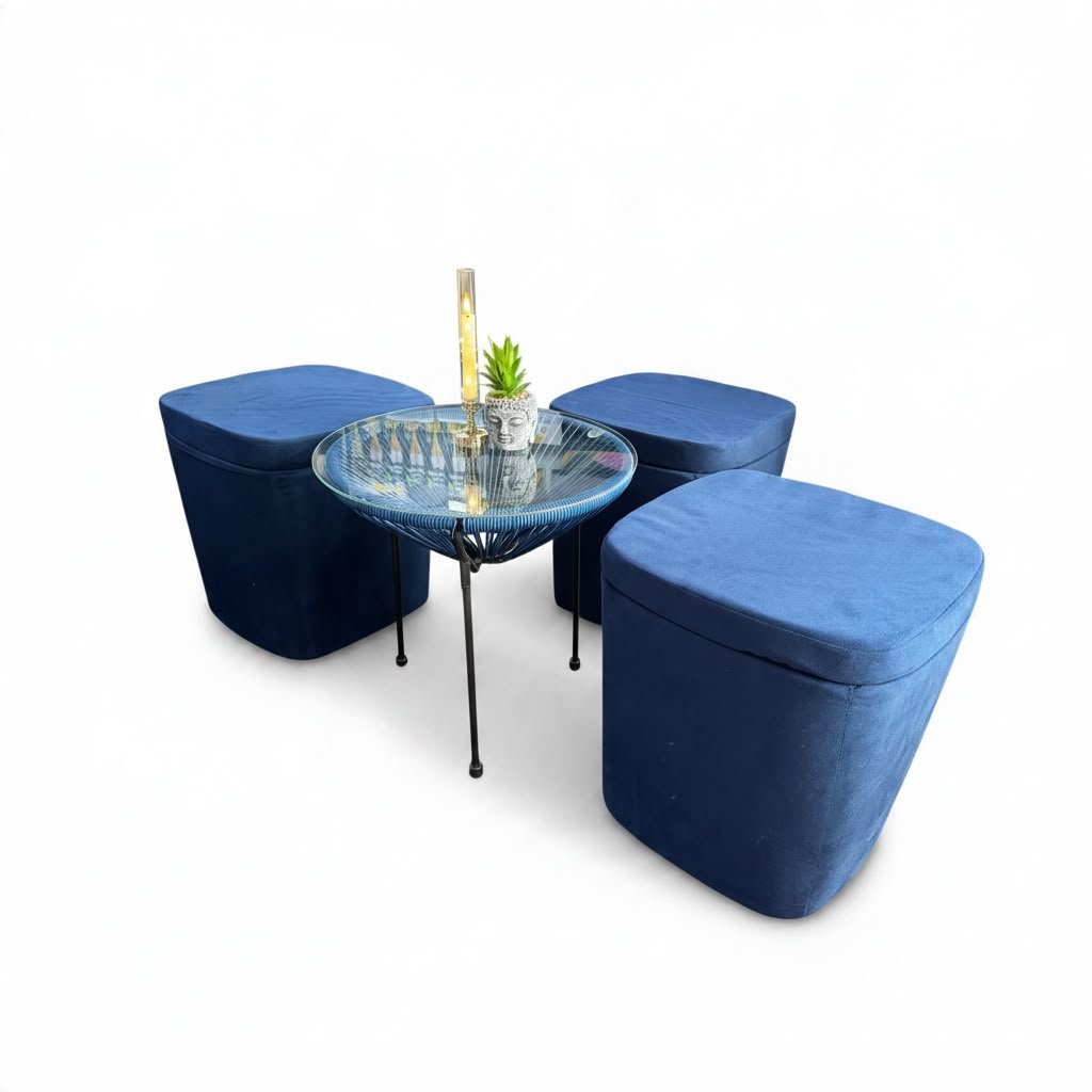 Sala Auxiliar Dummi - 3 Puff Con Mesa de Centro - Muebles Dummi