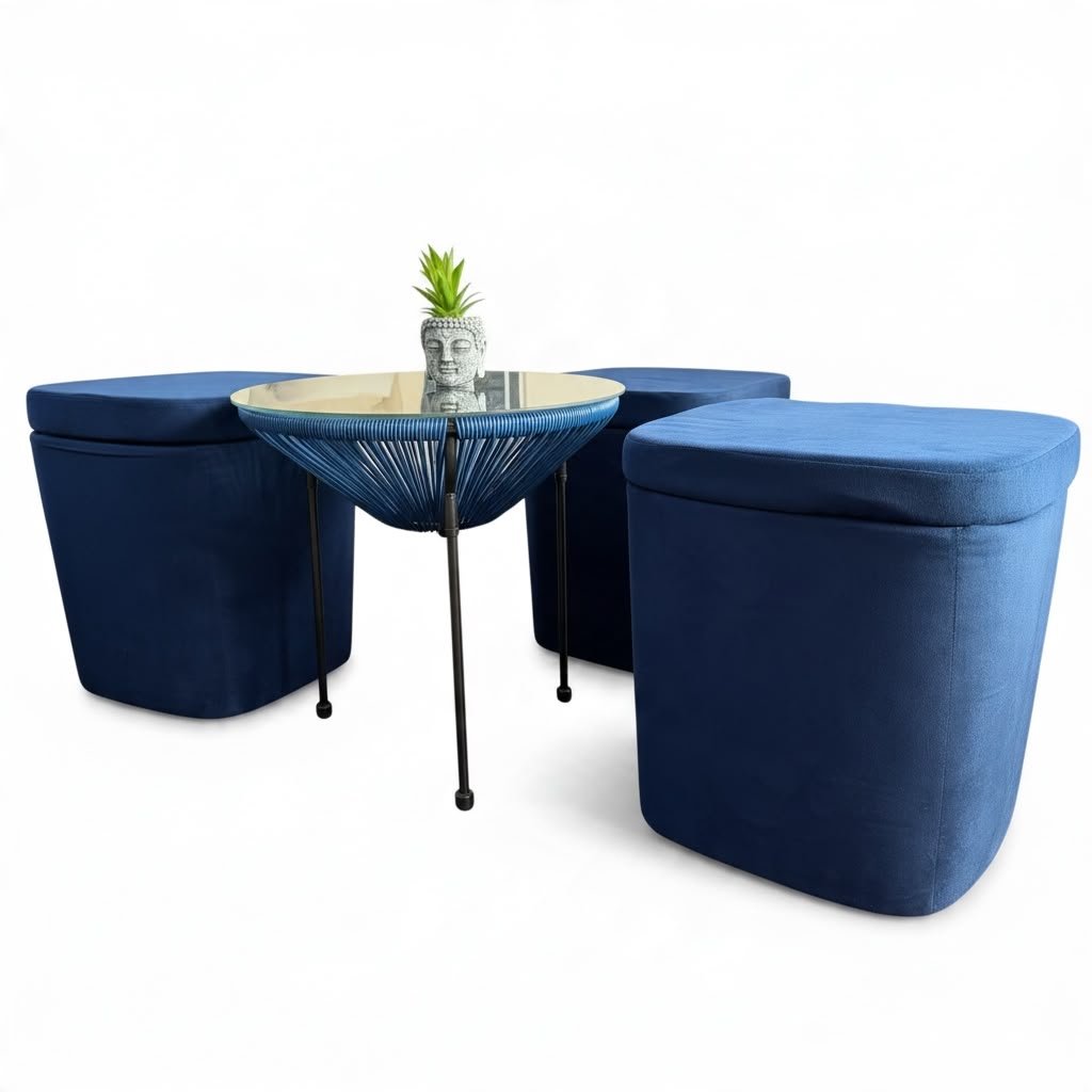 Sala Auxiliar Dummi - 3 Puff Con Mesa de Centro - Muebles Dummi