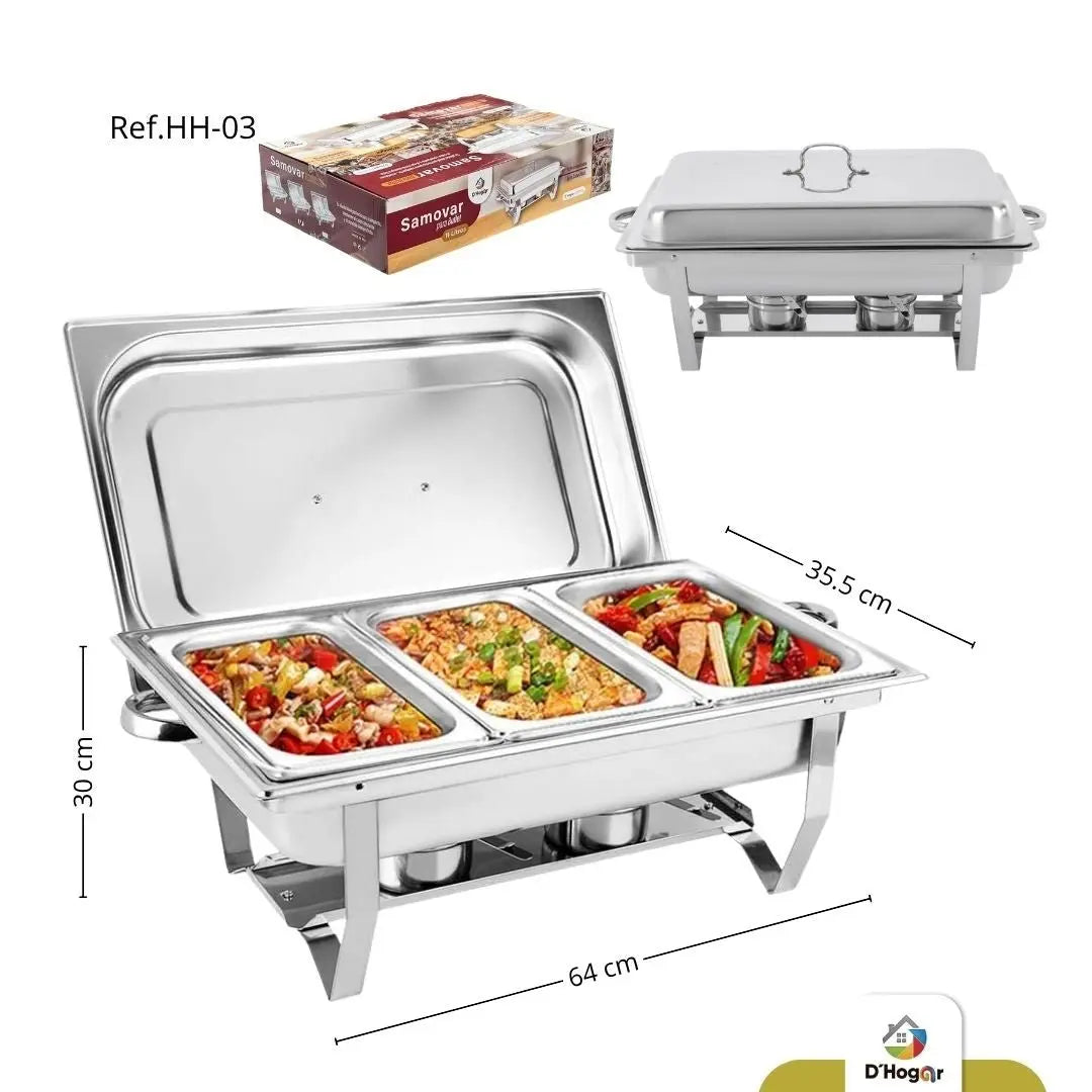 Samovar 3 Compartimientos Profesional en Acero Inoxidable - Muebles Dummi