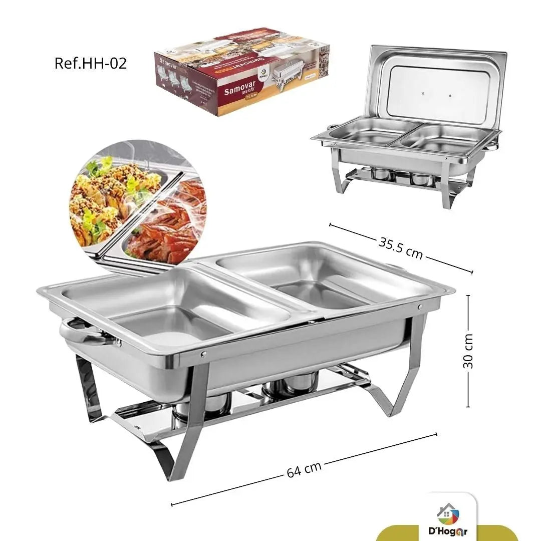 Samovar Doble Division Profesional en Acero Inoxidable - Muebles Dummi
