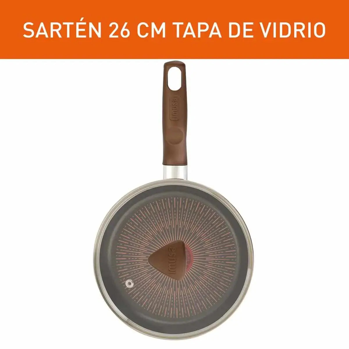 Sartén IMUSA Cambiatón 2026 26cm Antiadherente Tapa de Vidrio - Muebles Dummi