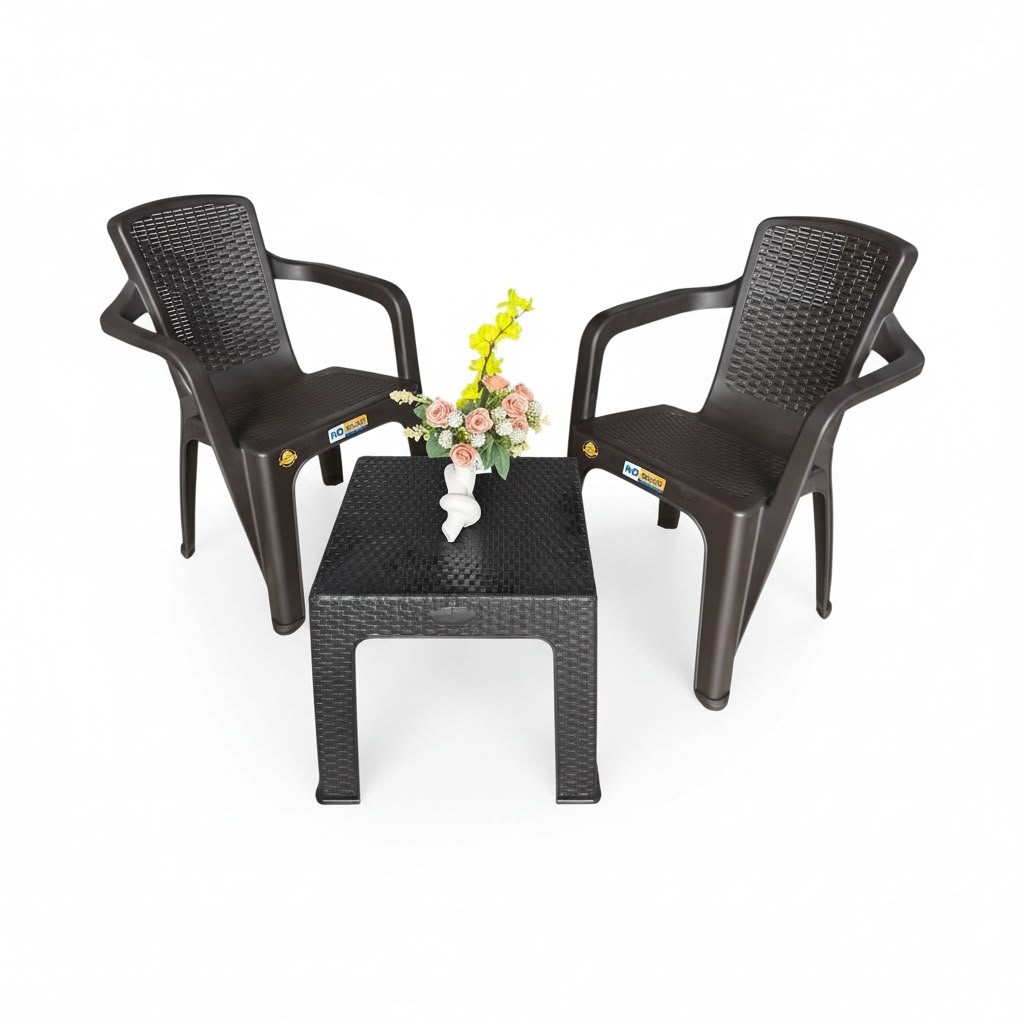 Set - Combo de Balcon - 2 Sillas Rattan con Mesa de Centro - Muebles Dummi
