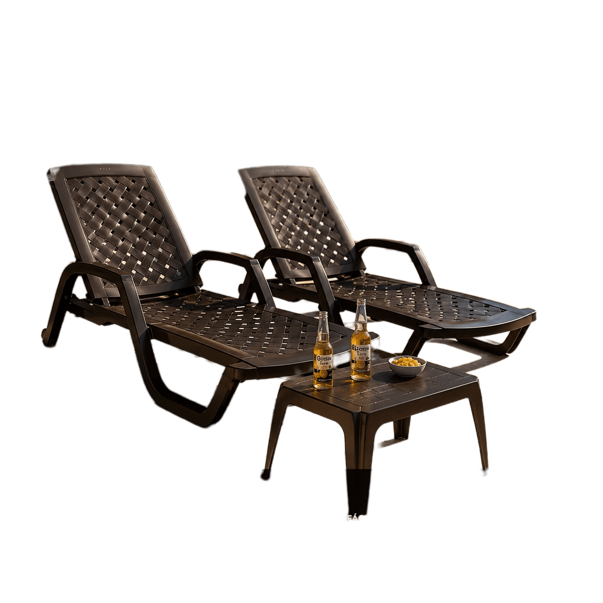 Set de 2 Camas Asoleadoras Rimax Con Mesa de Centro - Muebles Dummi